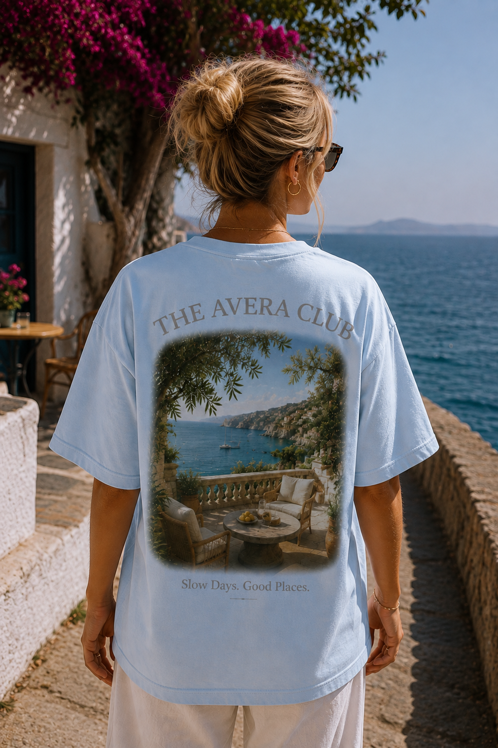 SLOW DAYS – Mediterranean Terrace – Oversized Tee