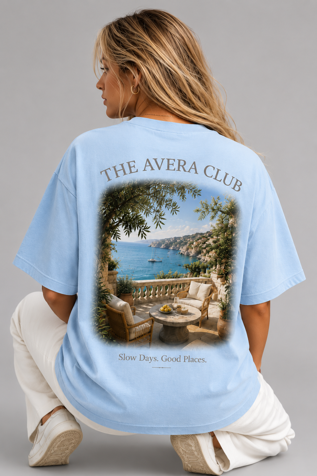 SLOW DAYS – Mediterranean Terrace – Oversized Tee