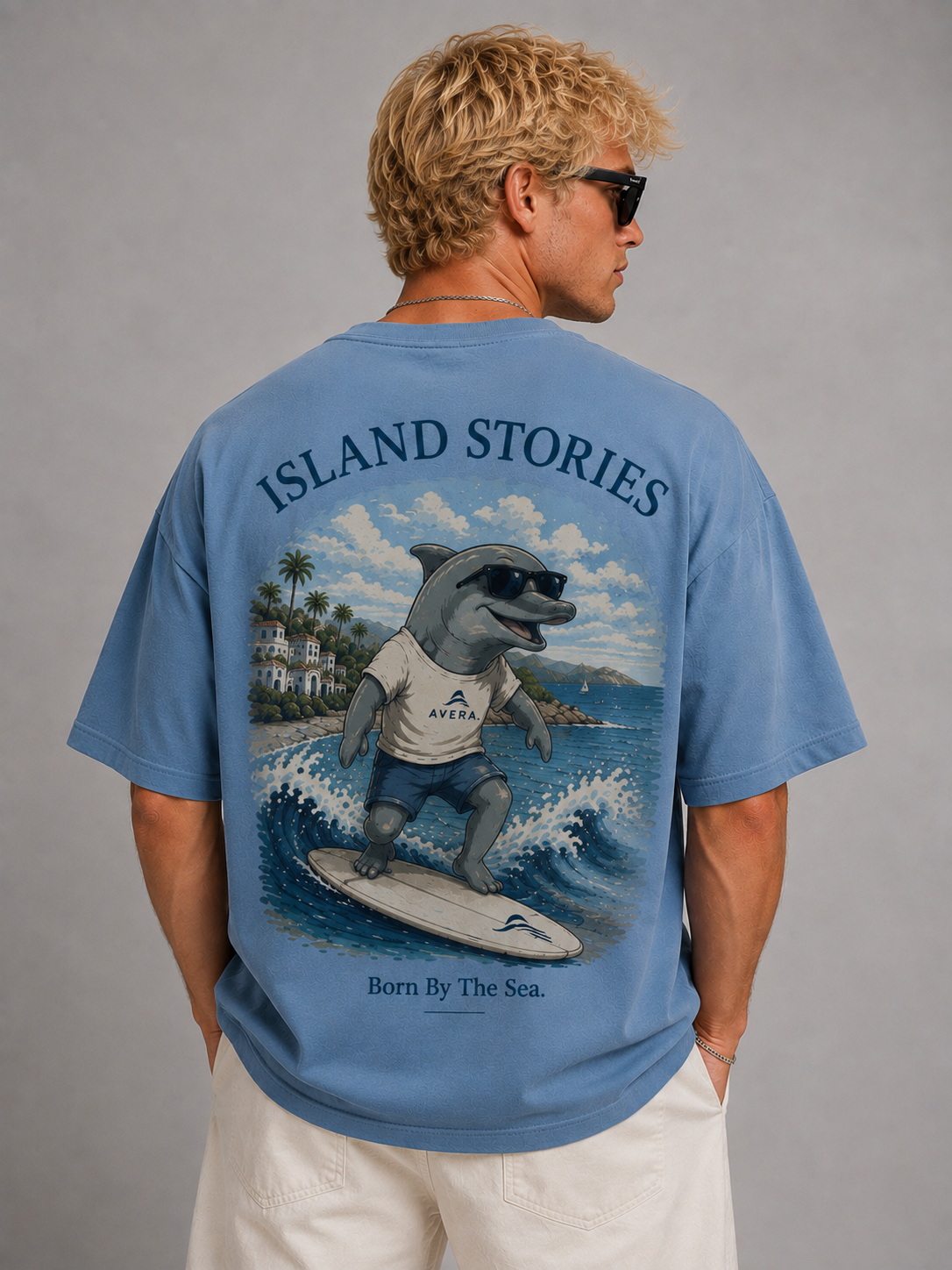 DOLPHIN – Born By The Sea. –  Oversized Tee