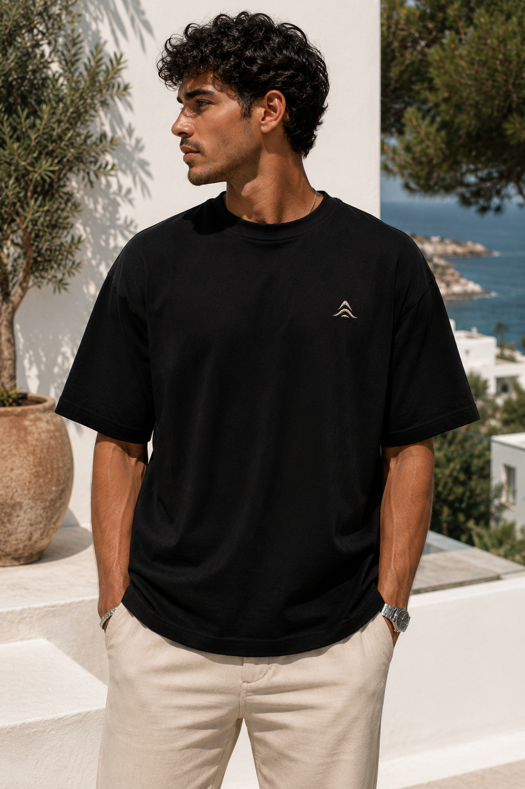 Horizon Oversized Tee - Deep Black