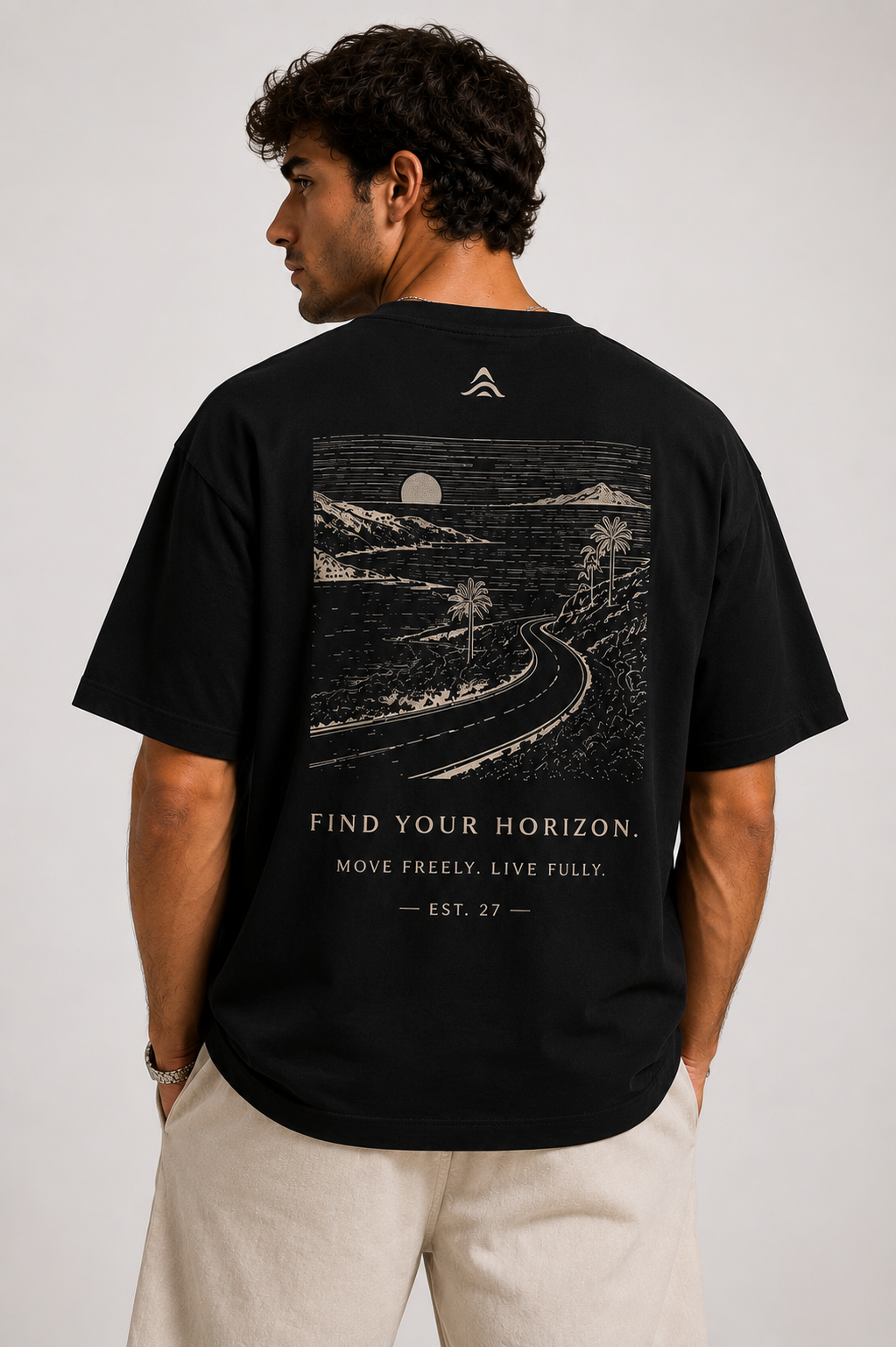 Horizon Oversized Tee - Deep Black